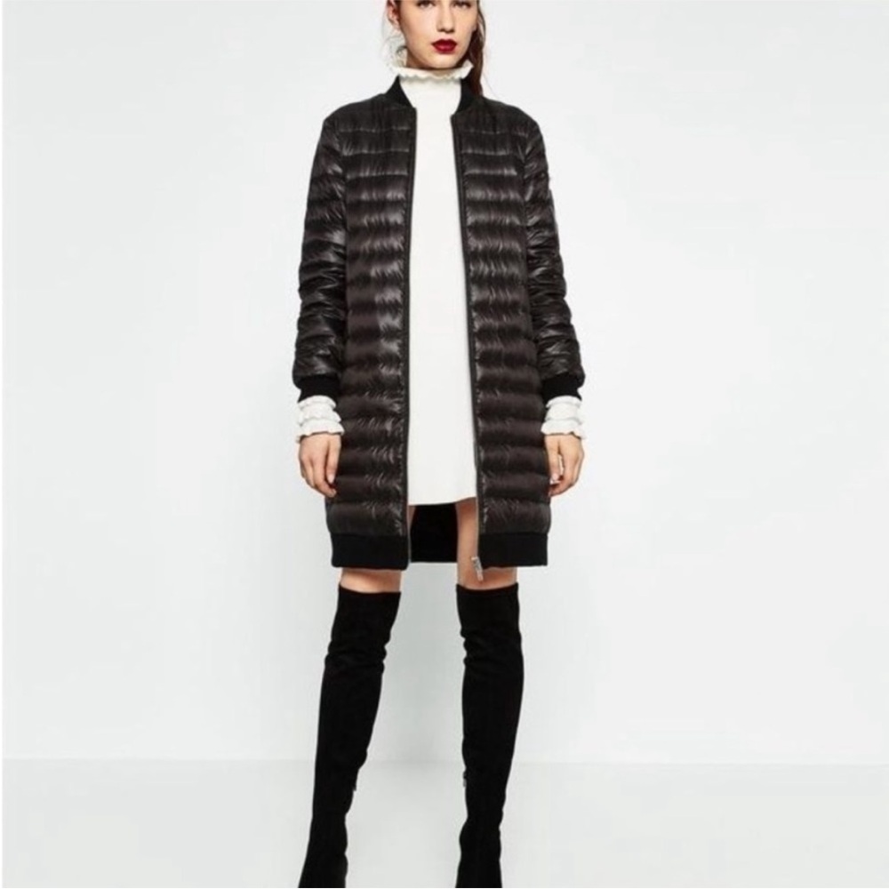 Zara down black coat S - Picture 1 of 8